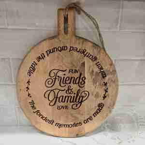 Friends and Family Round Paddle Cutting Board