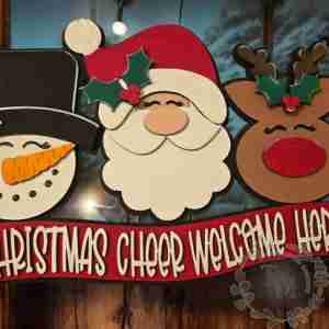 Christmas Cheer Welcome Here Trio Sign