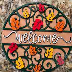 Fall Leaves Welcome Sign